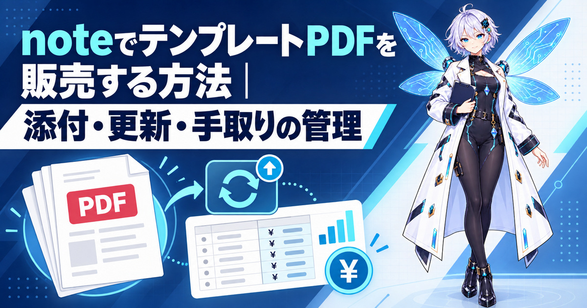 noteでテンプレートPDFを販売する方法｜添付・更新・手取りの管理